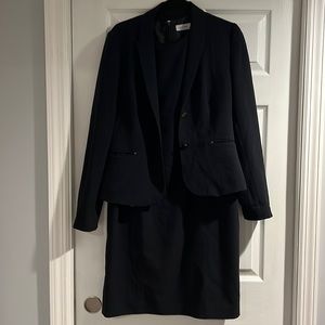 Calvin Klein Navy Belted Suit Dress and Blazer Size 10
